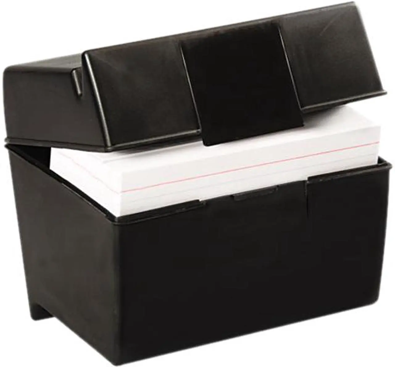 Main image of Oxford 01461 Plastic Index Card Flip Top File Box Holds 400 4 x 6 Cards, Matte Black