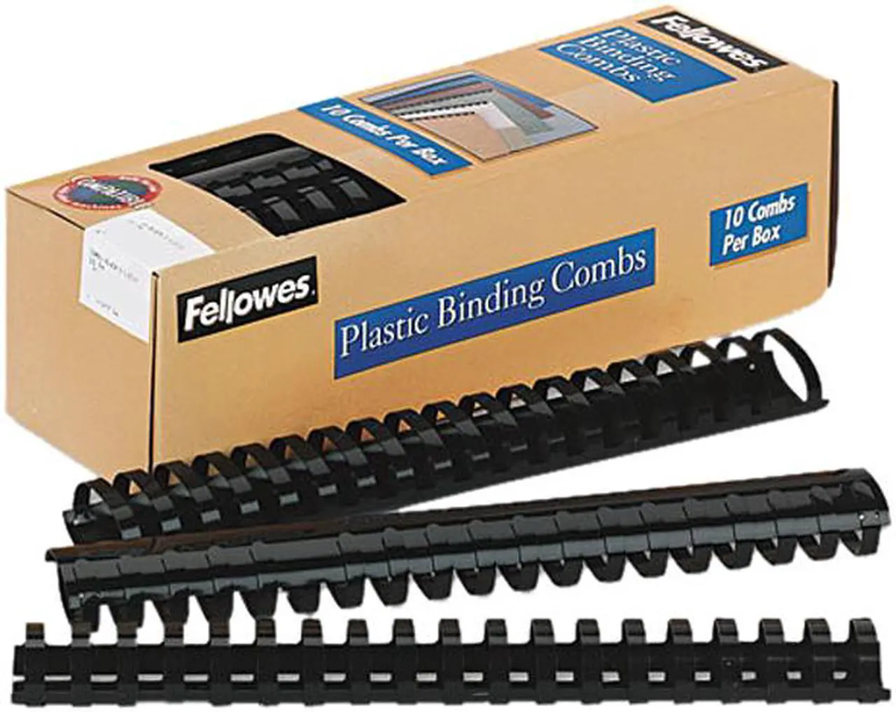 Main image of 52066 Fellowes Plastic Comb Bindings, 1-1/2" Diameter, 340 Sheet Capacity, Black, 10 Combs/Pack