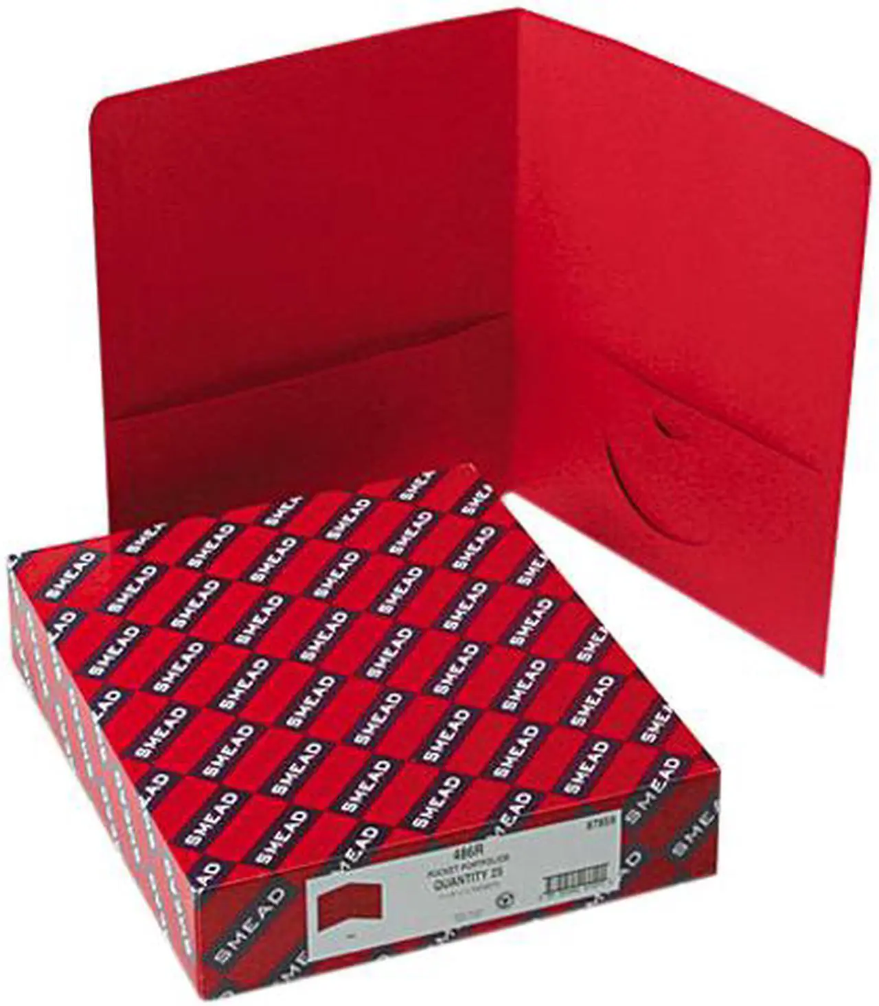 Main image of Smead 87859 Two-Pocket Portfolio, Embossed Leather Grain Paper, Red, 25/Box