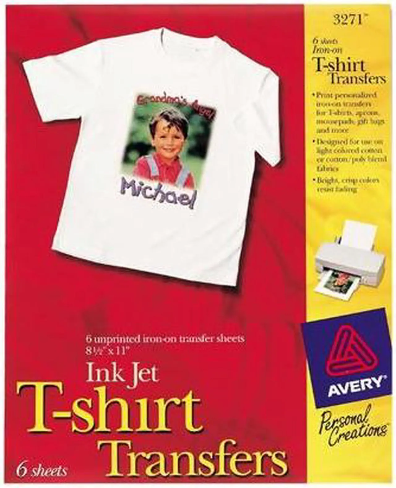 Alt view image 2 of 2 - Avery 3271 T-Shirt Transfers, Matte, 8-1/2" x 11", 6 Transfers (3271)