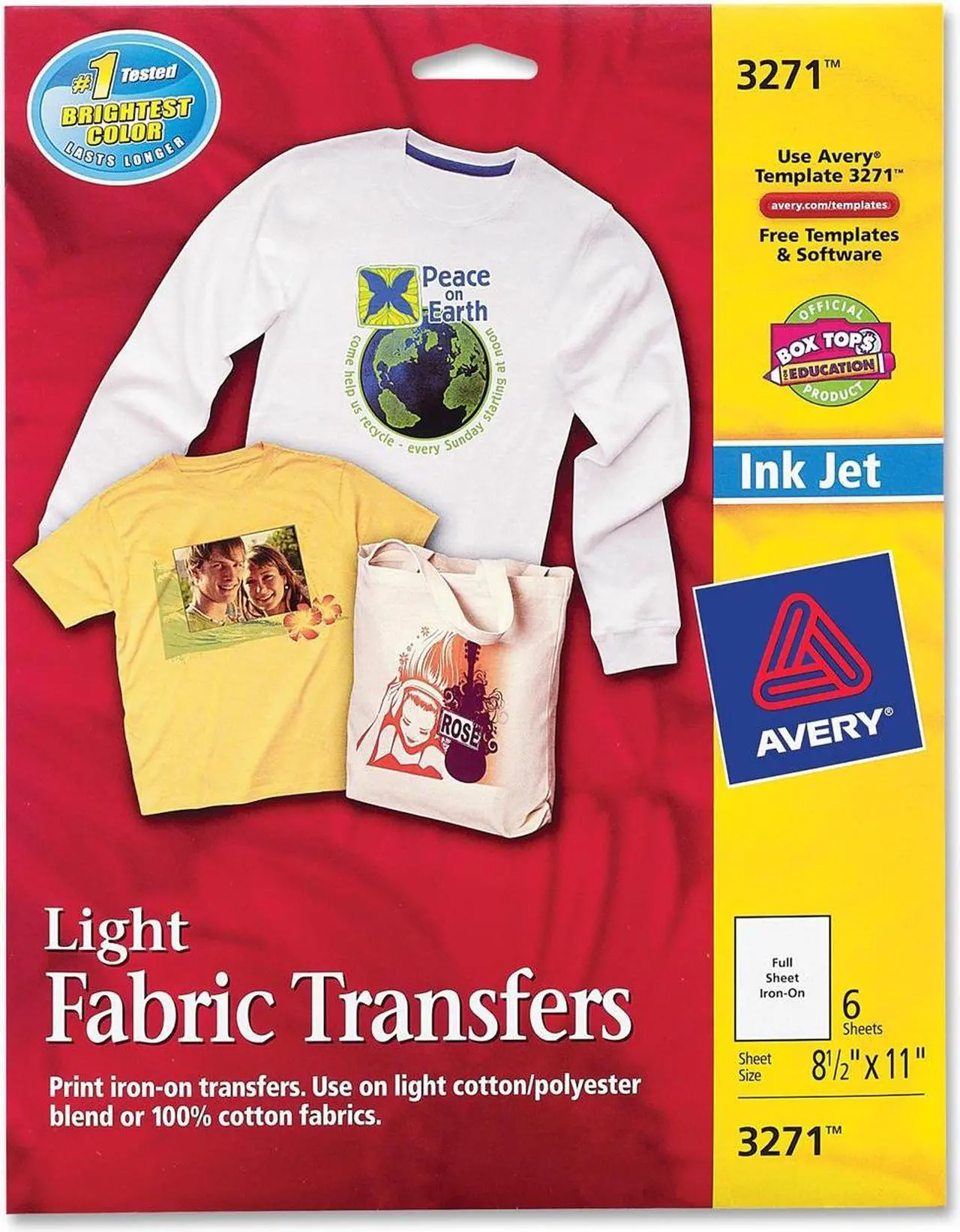 Main image of Avery 3271 T-Shirt Transfers, Matte, 8-1/2" x 11", 6 Transfers (3271)