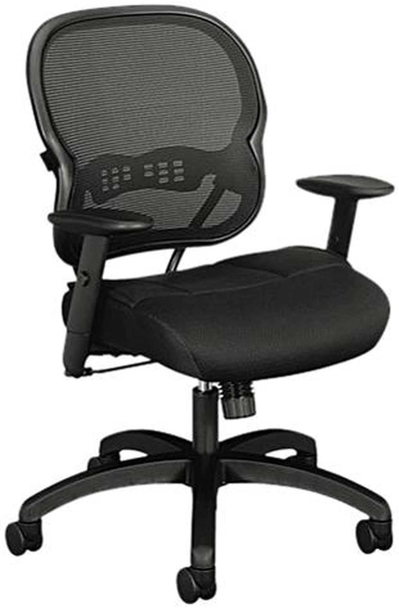 Main image of HON Wave Mid-Back Chair - Mesh Office or Computer Chair with Adjustable Arms, Black (VL712)