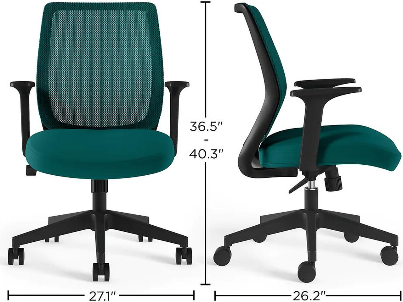 Union &amp; Scale Essentials Mesh Back Fabric Task Chair with Arms - Teal ...