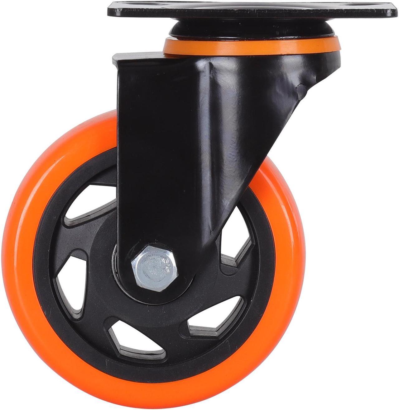 Alt view image 4 of 6 - Nippon Labs 4 Inch Swivel Caster Wheels with 2 Brakes + Screws, No Noise Wheels, Heavy Duty - 300 Lbs Per Caster Orange (Pack of 4)
