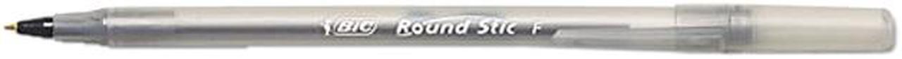 Main image of BIC Round Stic Ballpoint Pen, Translucent Barrel, Black Ink, Fine Point (Dozen)