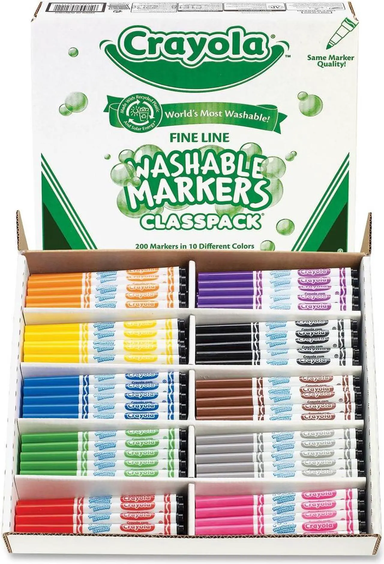 Main image of Crayola 58-8211 Fine Line Markers Classpack, Fine Point Type - Assorted Water Based Ink - 200 / Box