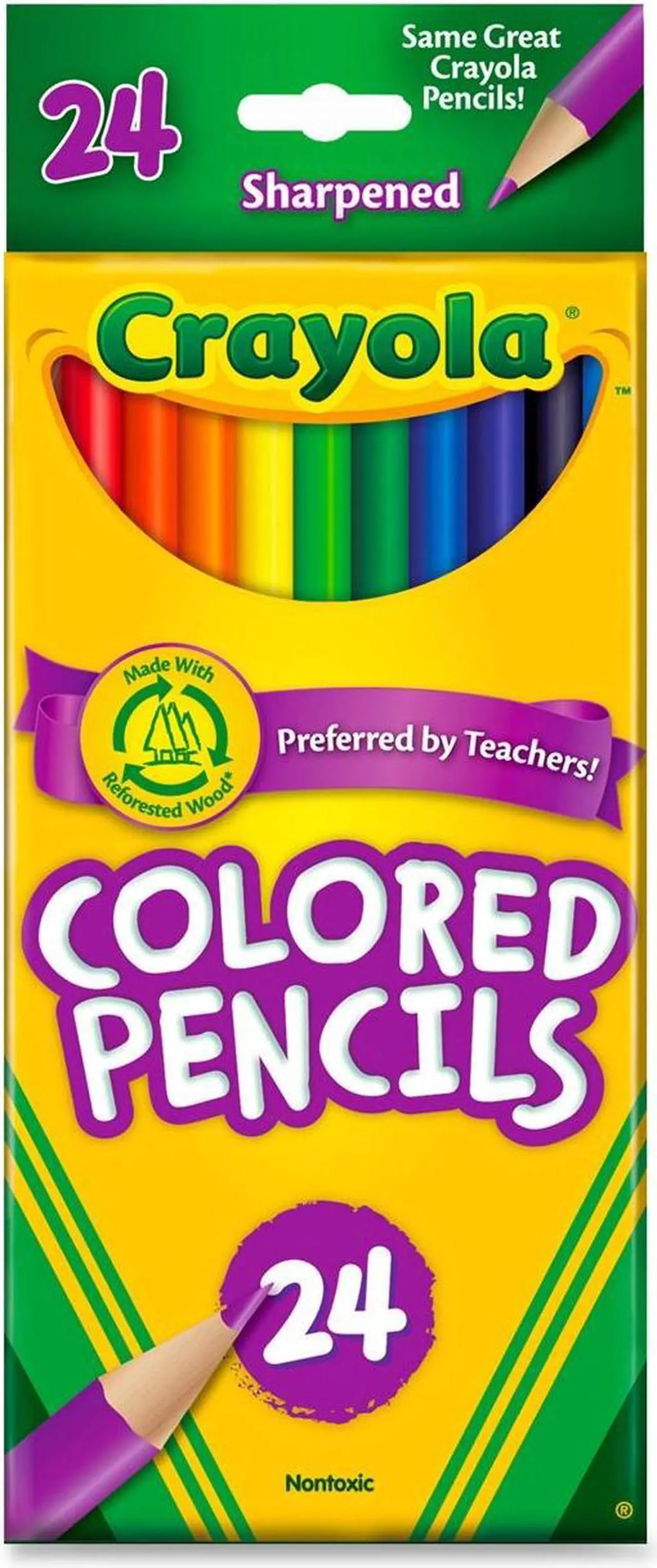 Main image of Crayola 68-4024 Long Barrel Colored Woodcase Pencils, 3.3 mm, 24 Assorted Colors/Set
