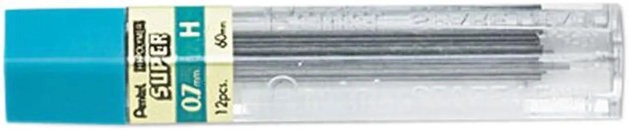 Main image of Pentel 50-H Super Hi-Polymer Lead Refills, 0.7mm, H, Black, 12/Pack
