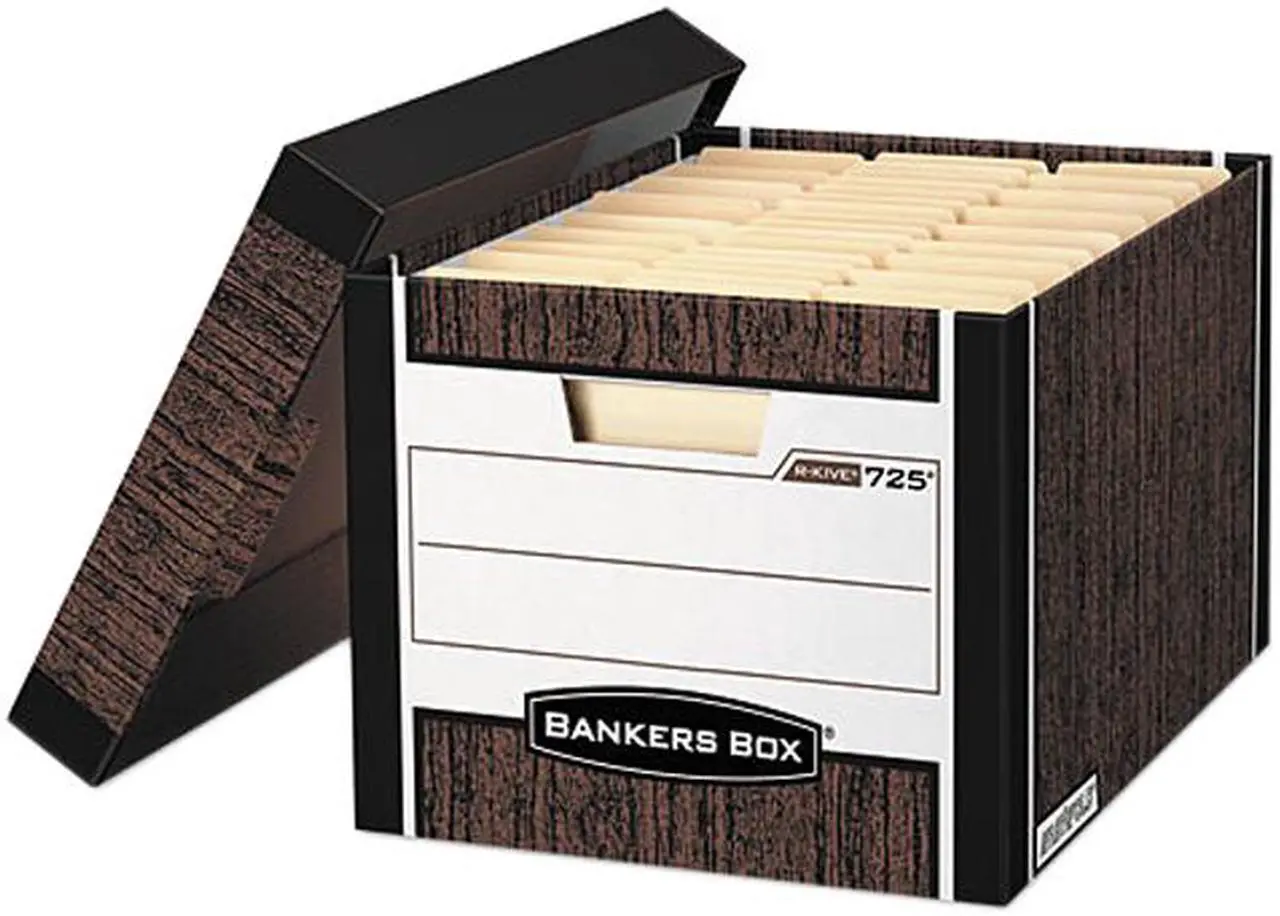 Main image of Bankers Box 00725 - R-Kive Max Storage Box, Letter/Legal, Locking Lid, Woodgrain, 12/Carton
