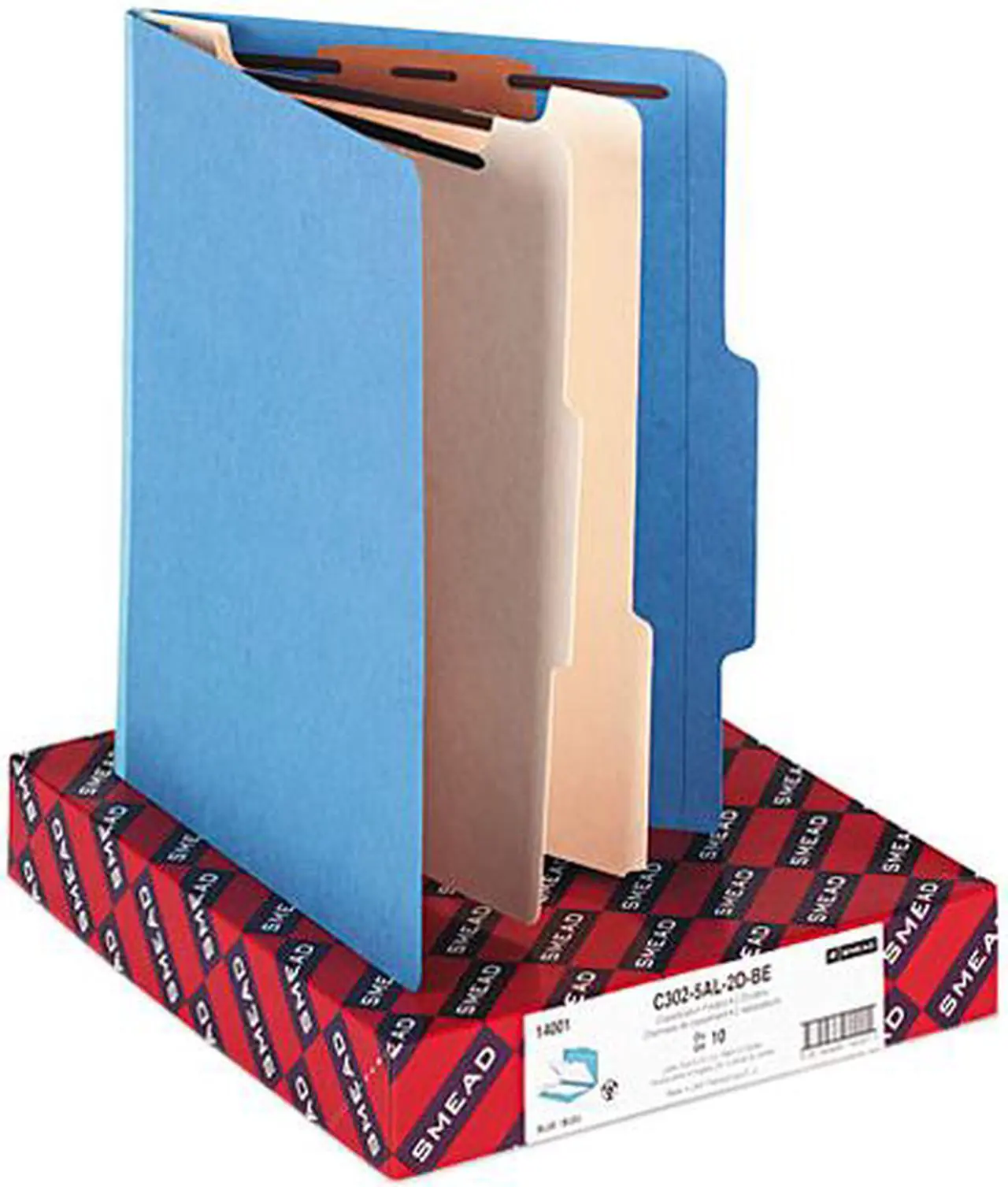 Main image of Smead 14001 Top Tab Classification Folders, Two Dividers, Six-Sections, Blue, 10/Box