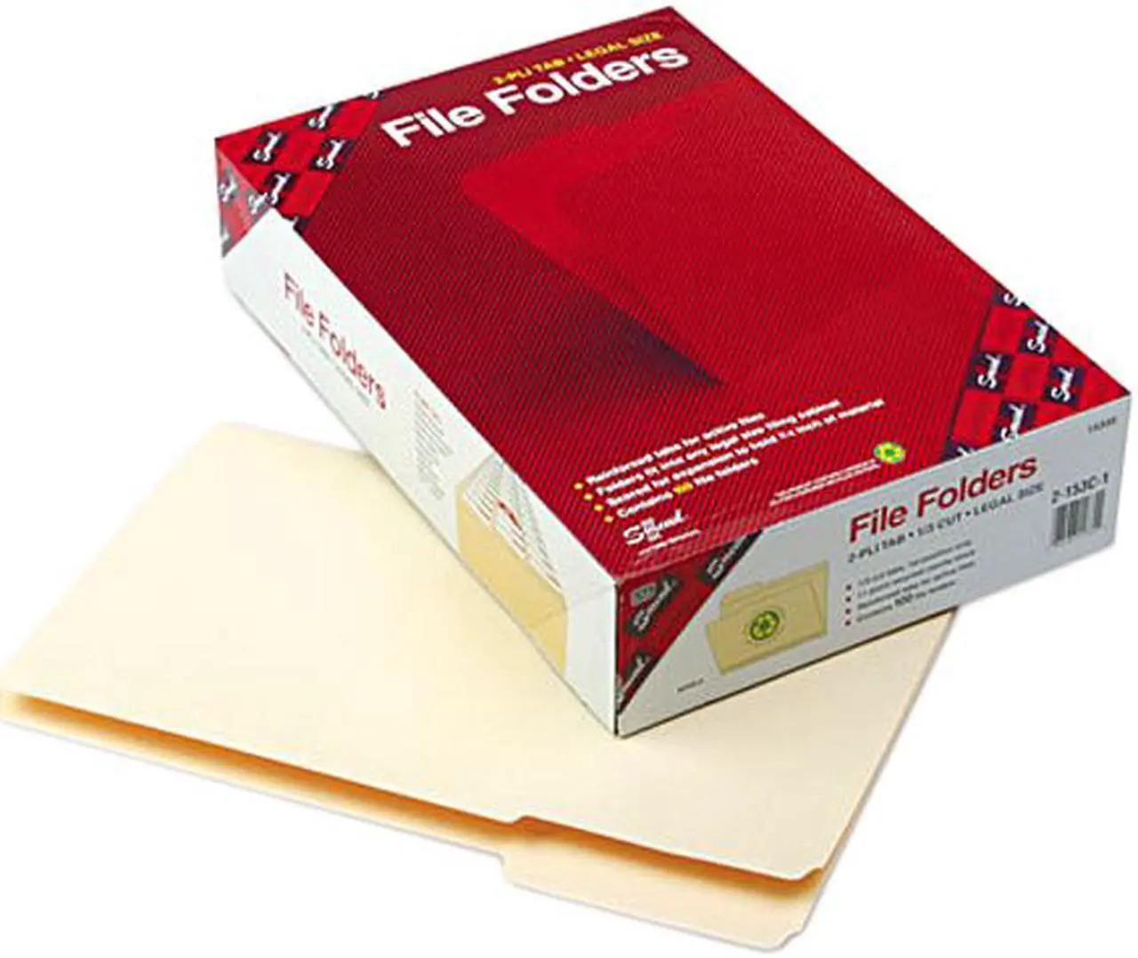 Main image of Smead 15335 File Folder, 1/3 Cut First Position, Reinforced Top Tab, Legal, Manila, 100/Box