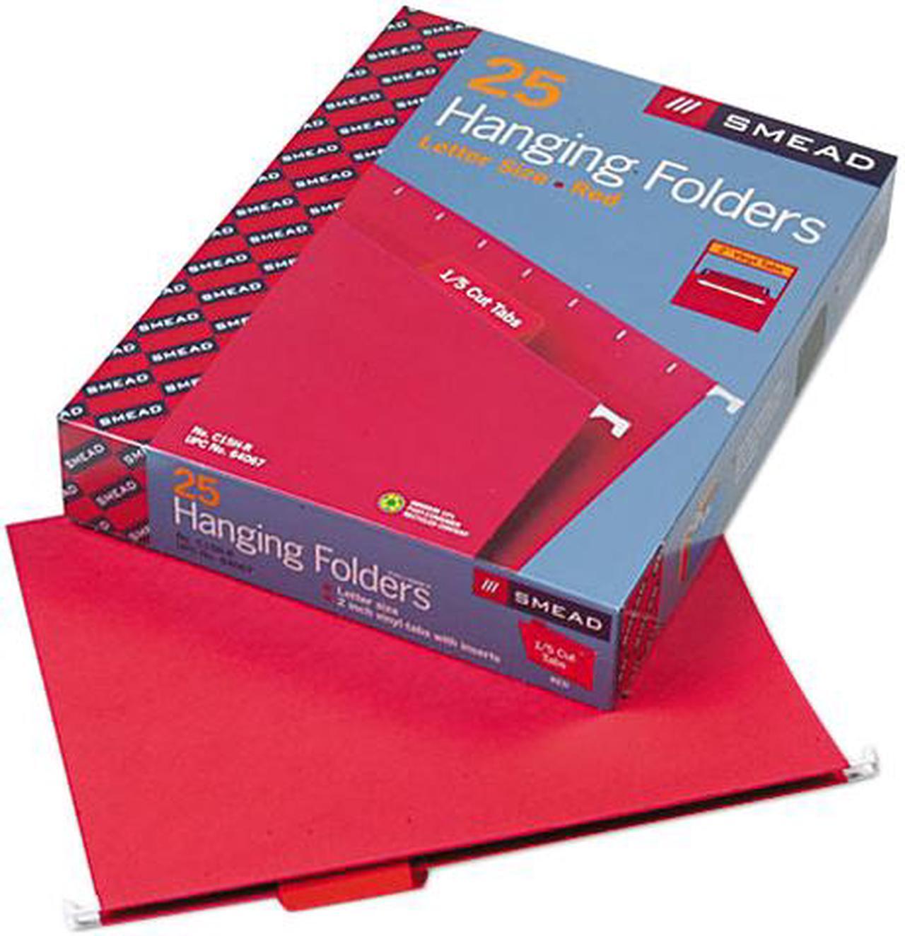Main image of Smead 64067 Hanging File Folders, 1/5 Tab, 11 Point Stock, Letter, Red, 25/Box