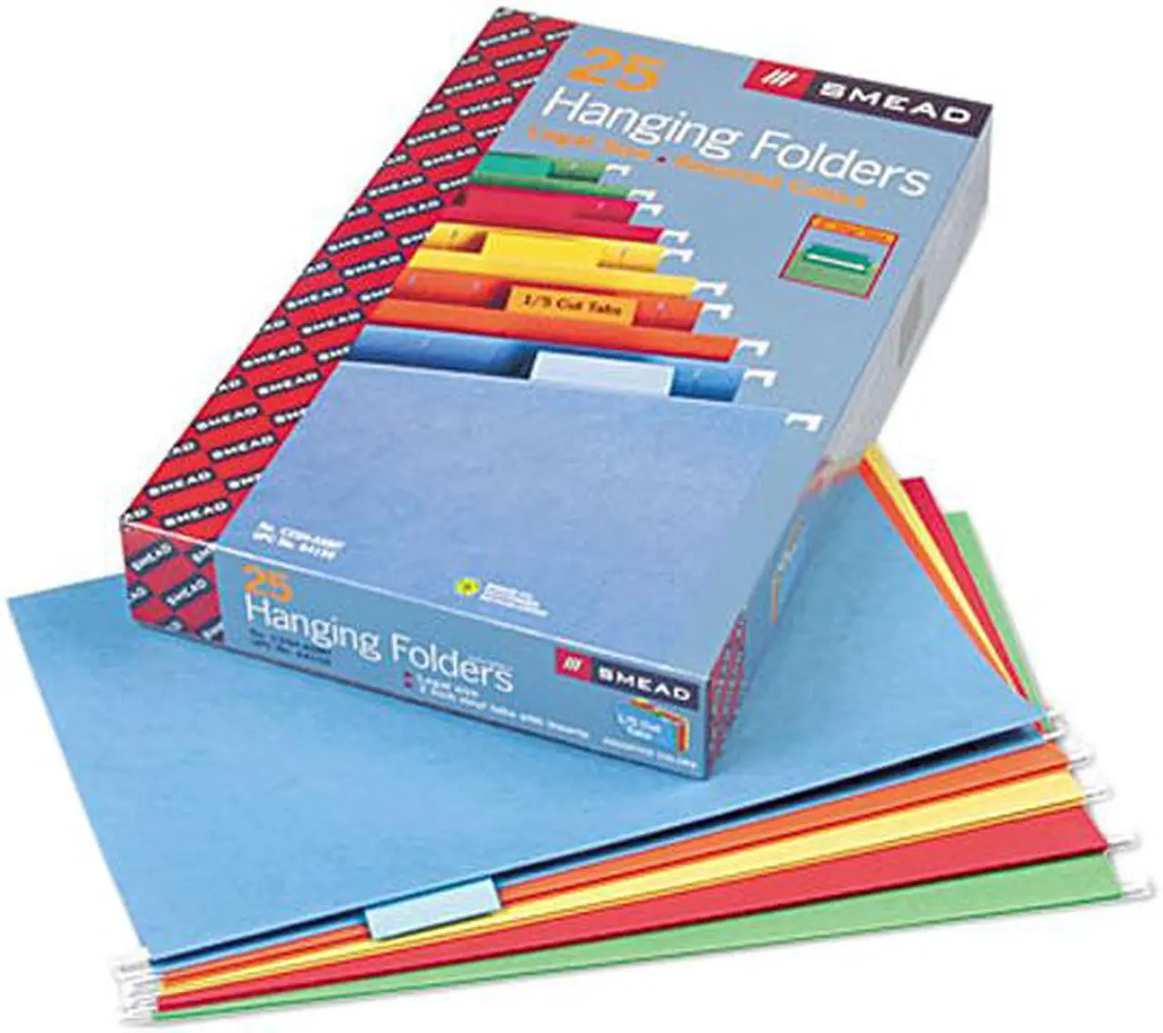 Main image of Smead 64159 Hanging File Folders, 1/5 Tab, 11 Point Stock, Legal, Assorted Colors, 25/Box