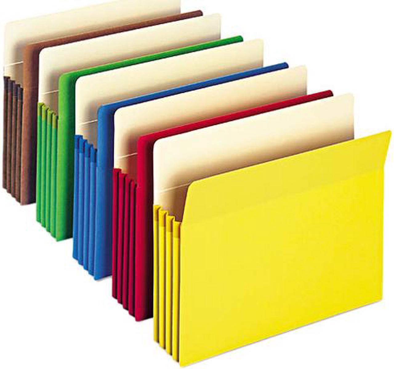 Main image of Smead 73890 3 1/2 Inch Expansion Colored File Pocket, Straight Tab, Letter, Assorted, 25/Box