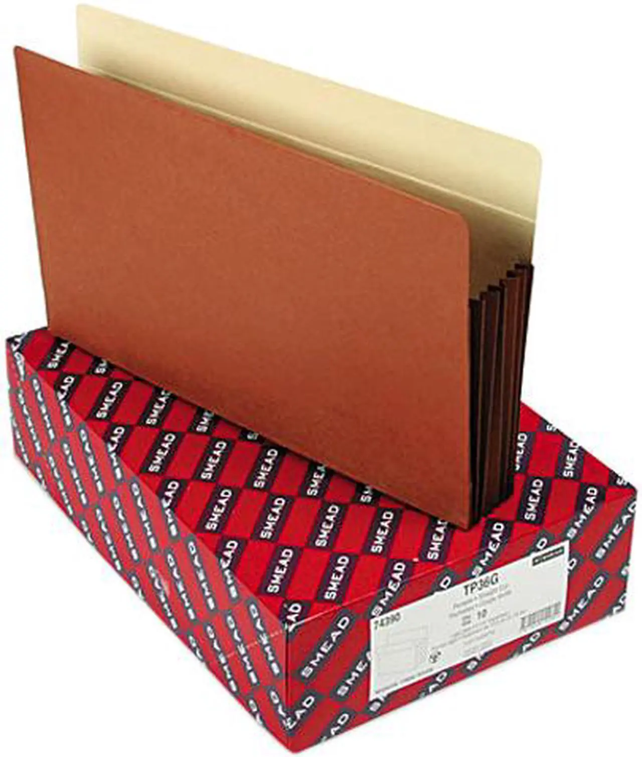 Main image of Smead 74390 5 1/4 Inch Expansion Pocket with Tyvek, Straight, Legal, Manila/Redrope, 10/Box