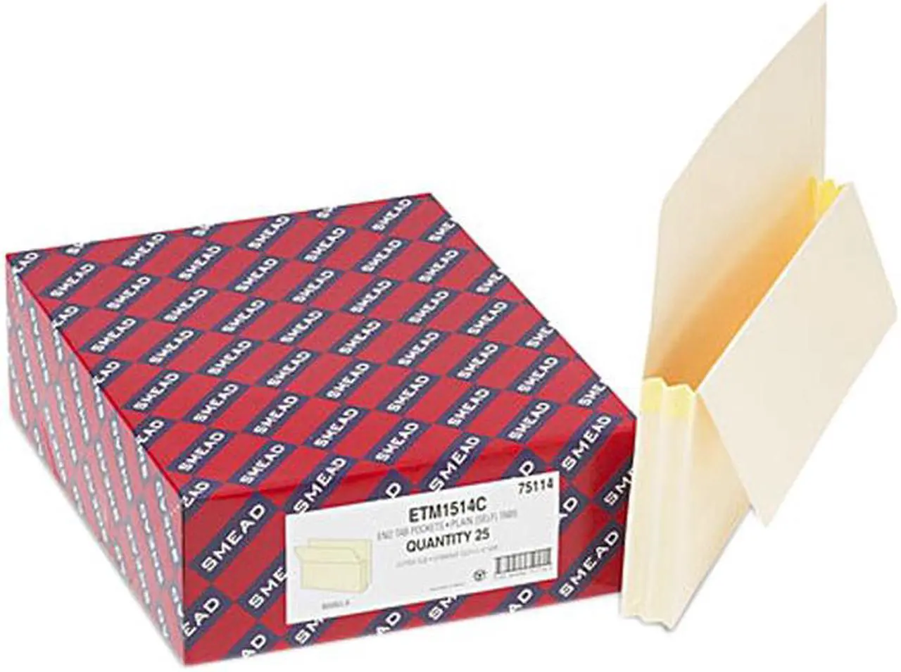 Main image of Smead 76174 5 1/4 Inch Expansion Straight Tab File Pockets with Tyvek, Legal, Manila, 10/Box
