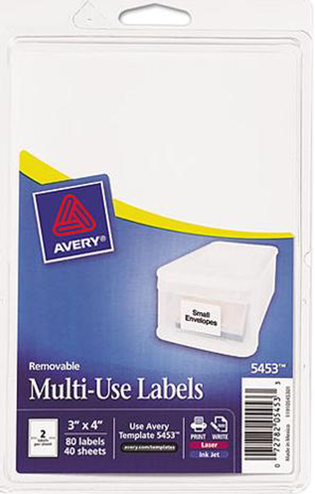 Main image of Avery 05453 Print or Write Removable Multi-Use Labels, 3 x 4, White, 80/Pack
