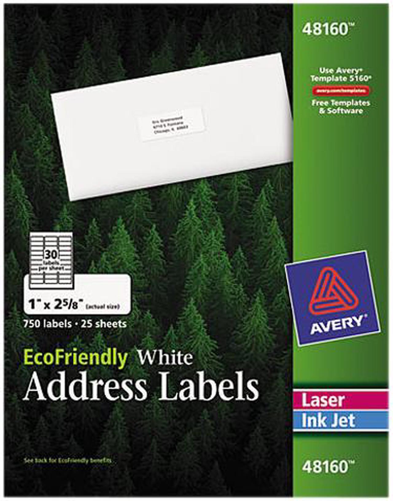 Main image of Avery EcoFriendly Address Labels, Permanent Adhesive, 1" x 2-5/8", 750 Labels (48160)
