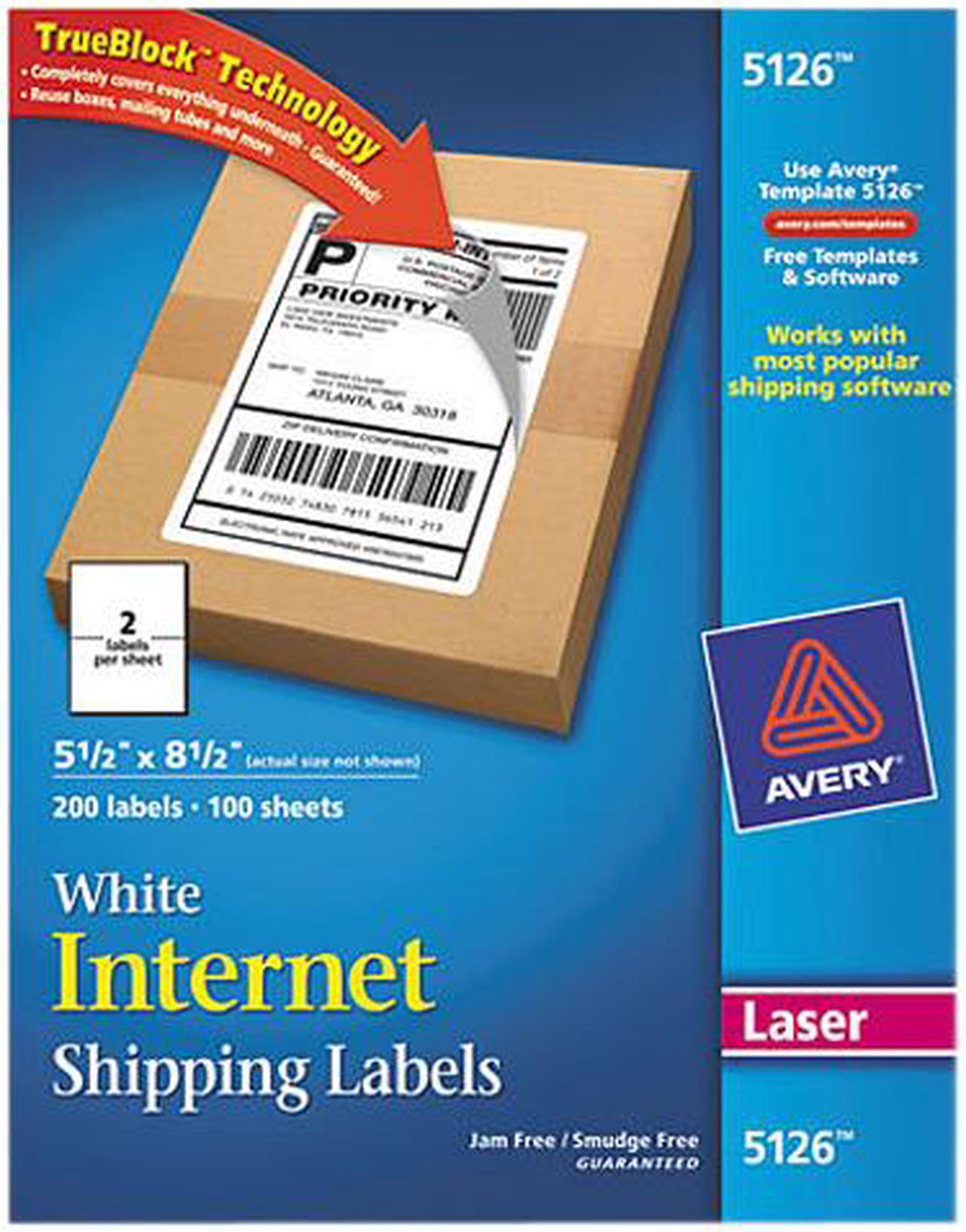 Main image of Avery Internet Shipping Labels, TrueBlock Technology, Permanent Adhesive, 5-1/2" x 8-1/2", 200 Labels (5126)