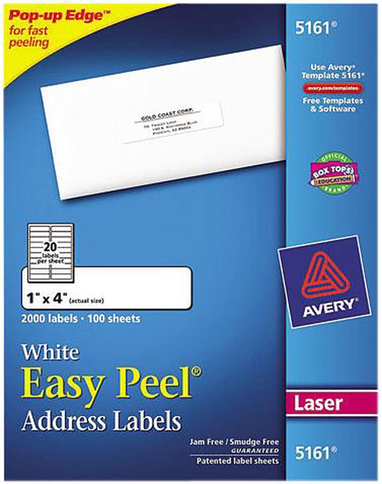 Main image of Avery Easy Peel Address Labels, Sure Feed Technology, Permanent Adhesive, 1" x 4", 2,000 Labels (5161)