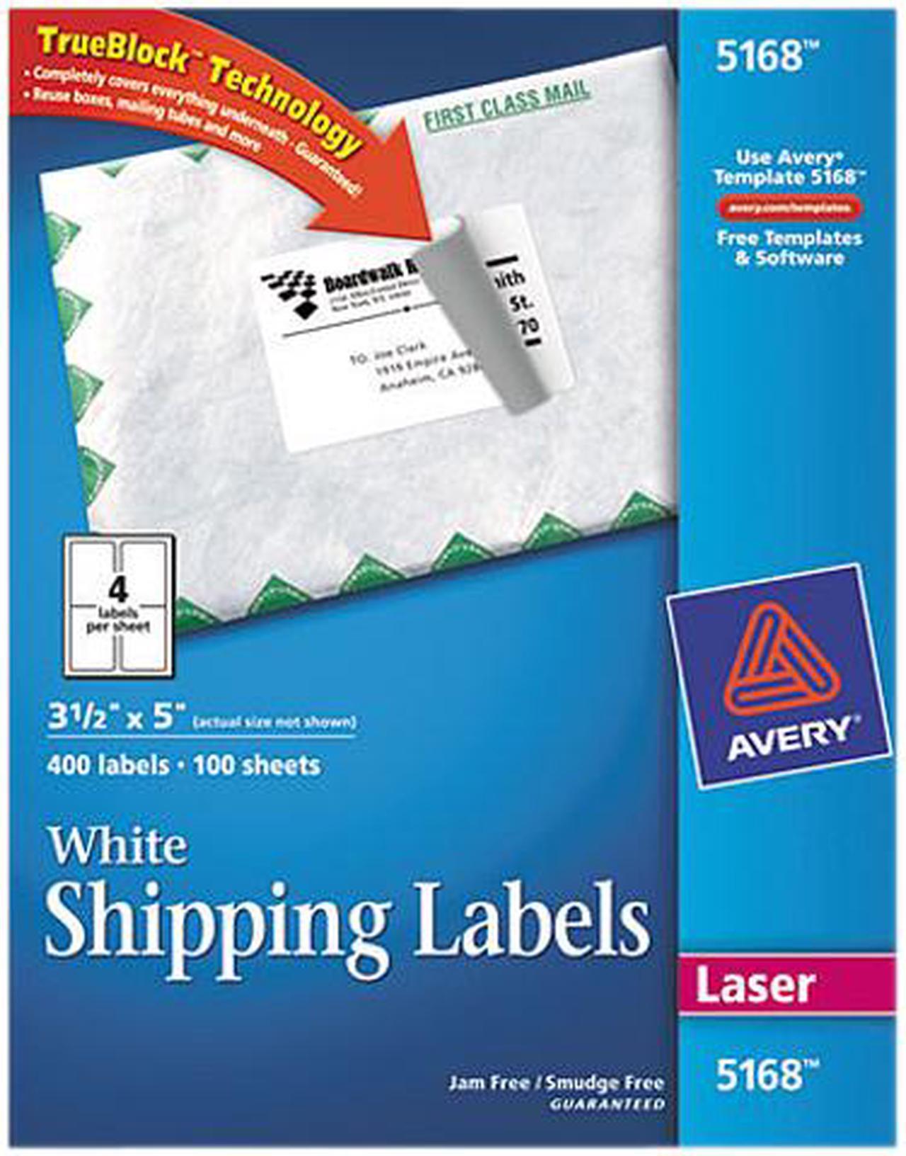 Main image of Avery 5168 Shipping Labels with TrueBlock Technology, 3-1/2 x 5, White, 400/Box