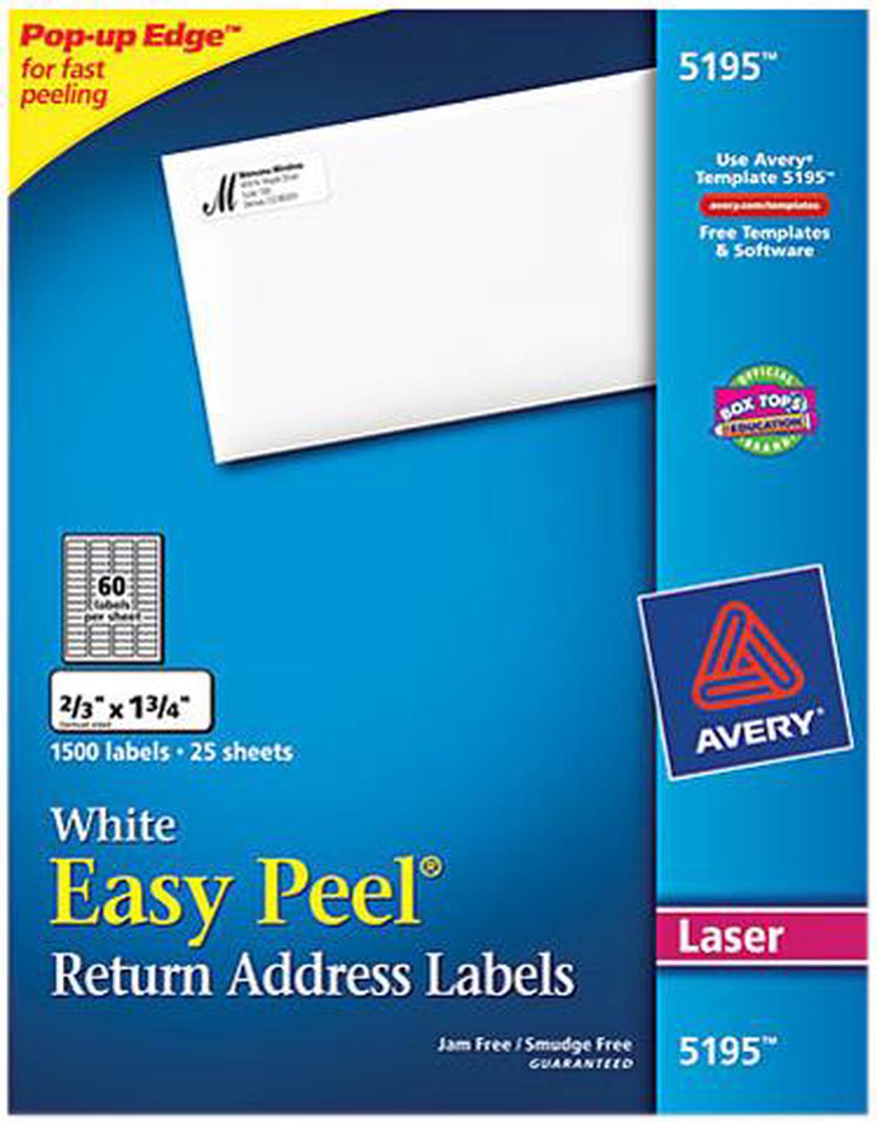 Main image of Avery Easy Peel Return Address Labels, Sure Feed Technology, Permanent Adhesive, 2/3" x 1-3/4", 1,500 Labels (5195)