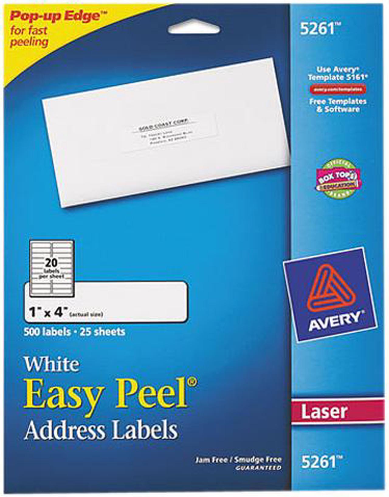 Main image of Avery Easy Peel Address Labels, Sure Feed Technology, Permanent Adhesive, 1" x 4", 500 Labels (5261)