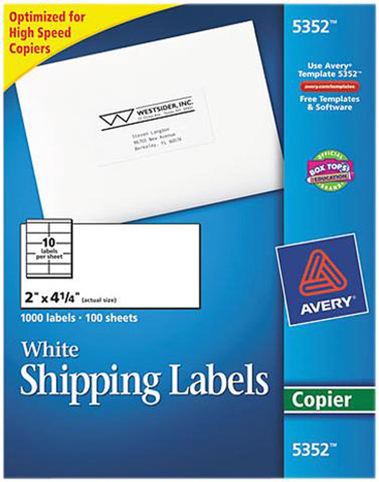 Main image of Avery 5352 Self-Adhesive Shipping Labels for Copiers, 2 x 4-1/4, White, 1000/Box