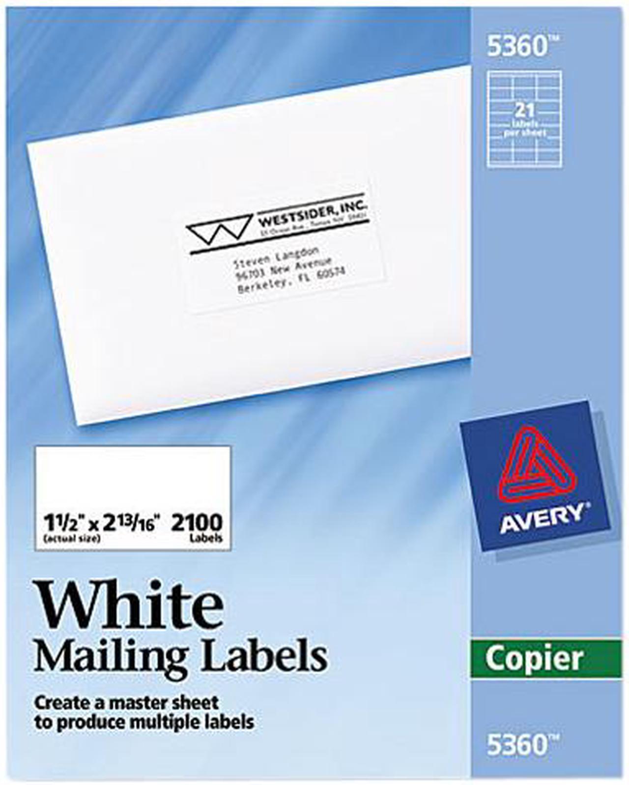 Main image of Avery 5360 Self-Adhesive Address Labels for Copiers, 1-1/2 x 2-13/16, White, 2100/Box