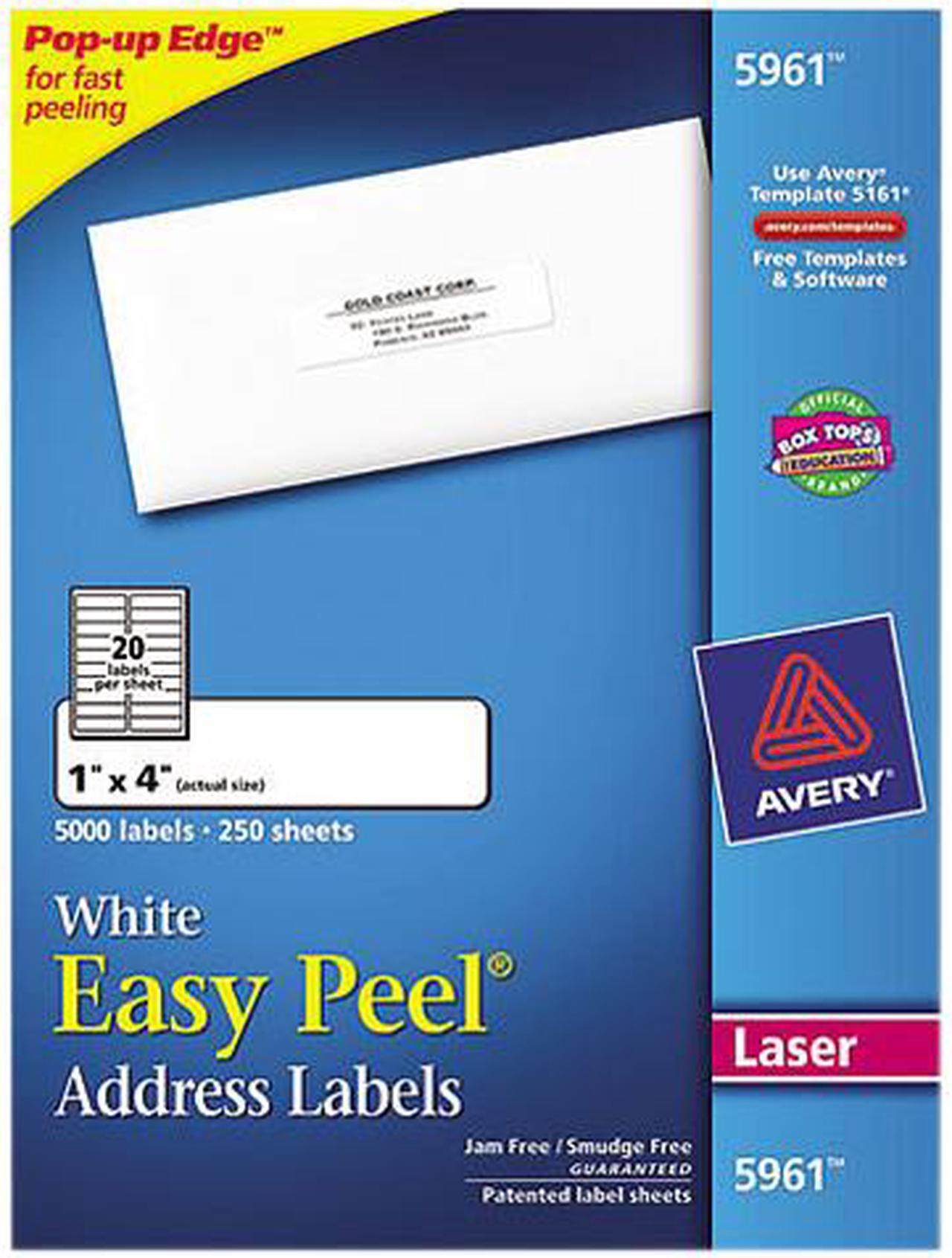 Main image of Avery Easy Peel Address Labels, Sure Feed Technology, Permanent Adhesive, 1" x 4", 5,000 Labels (5961)