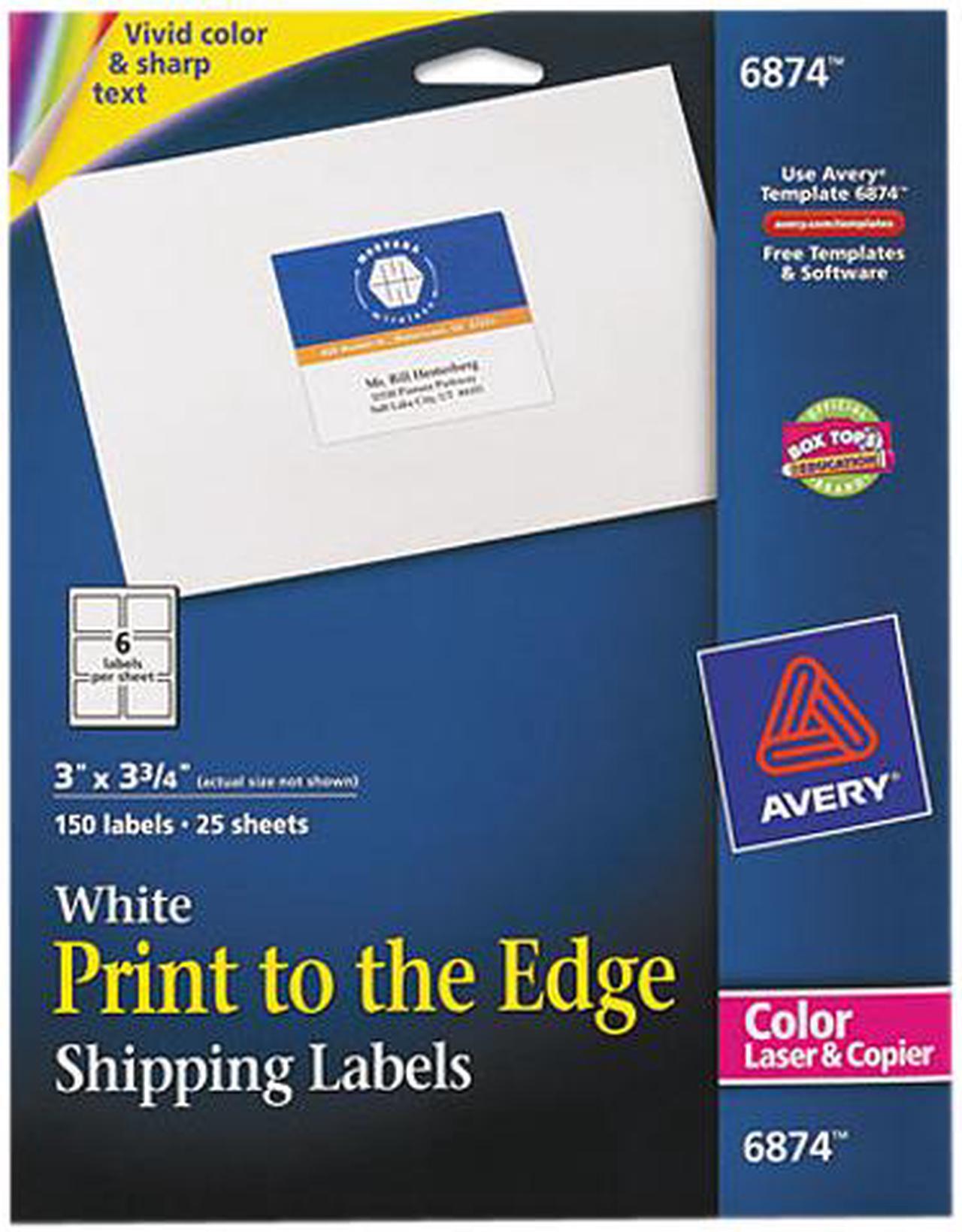 Main image of Avery Shipping Labels, Sure Feed Technology, Print to the Edge, Permanent Adhesive, 3" x 3-3/4", 150 Labels (6874)