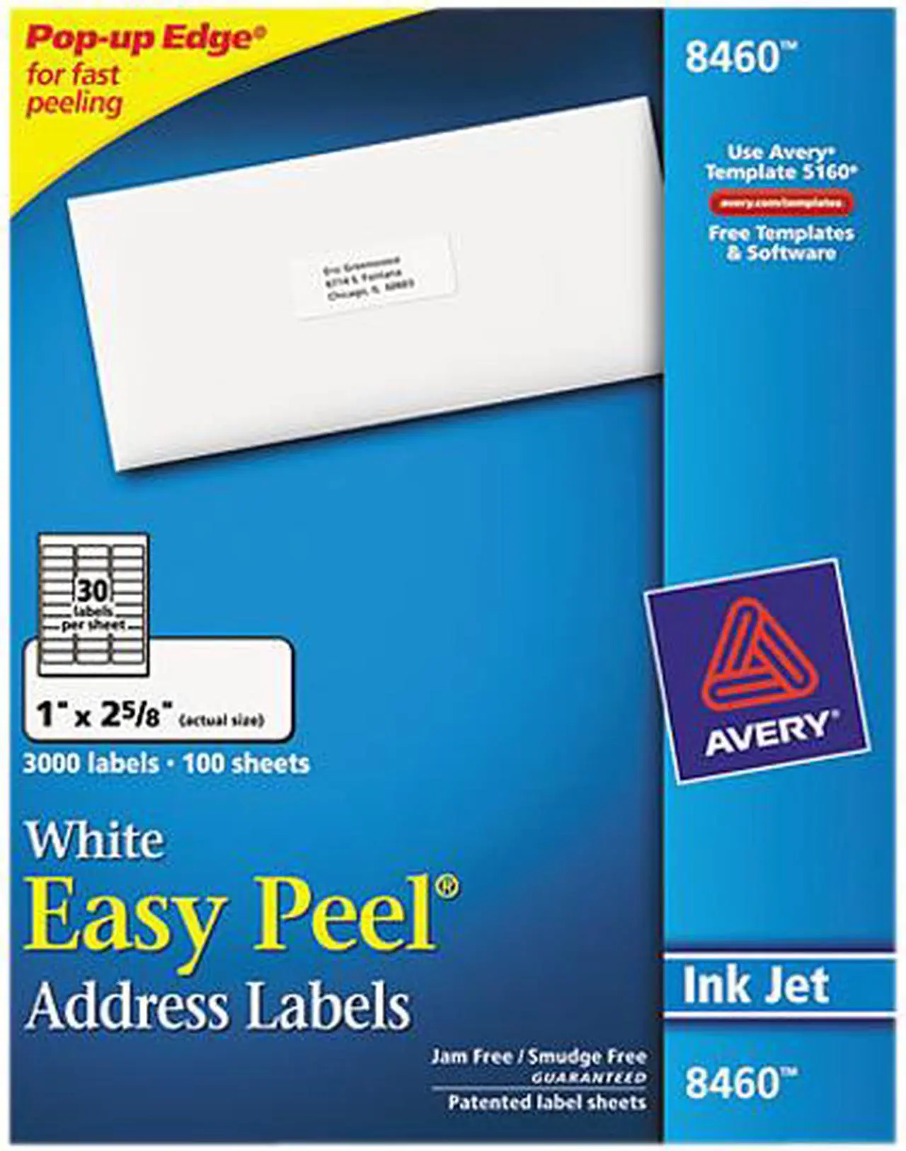 Main image of Avery Easy Peel Address Labels, Sure Feed Technology, Permanent Adhesive, 1.00" x 2.63", 3,000 Labels (8460)
