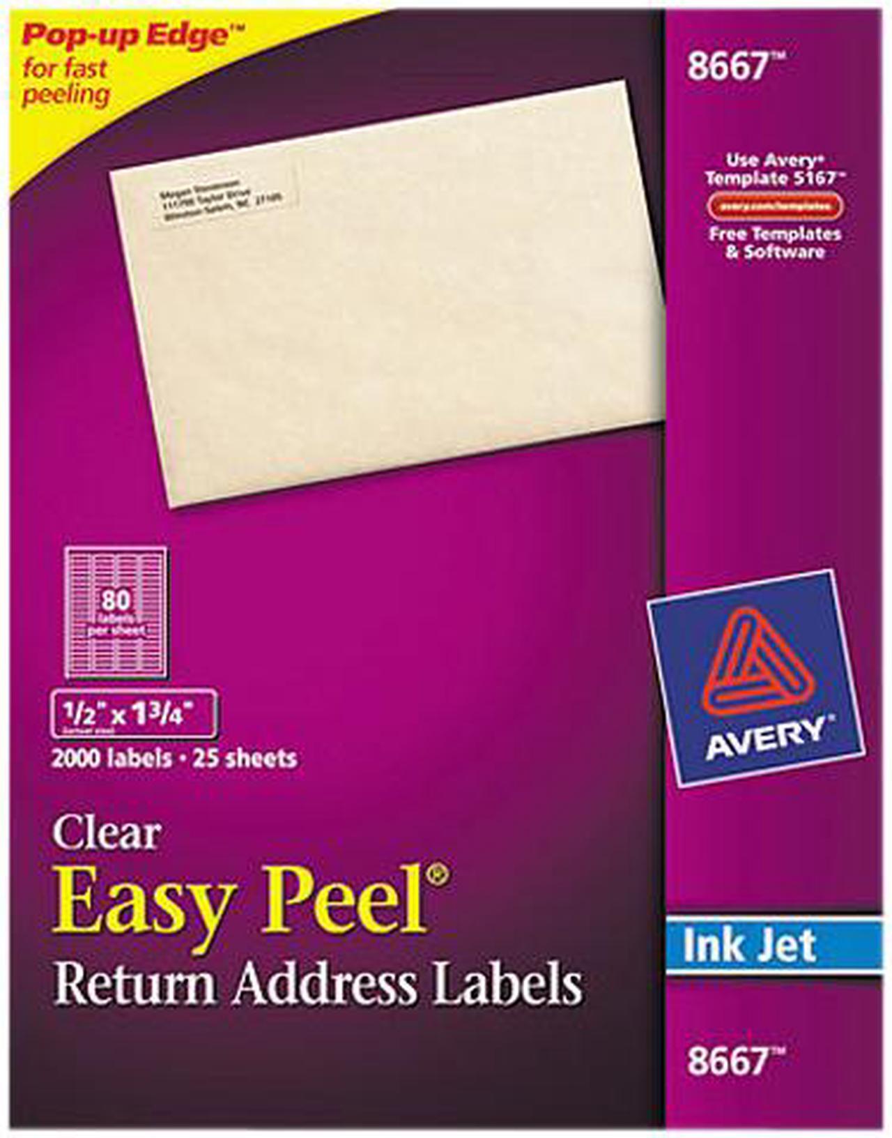 Main image of Avery Matte Clear Return Address Labels, Sure Feed Technology, Inkjet, 0.50" x 1.75", 2,000 Labels (8667)