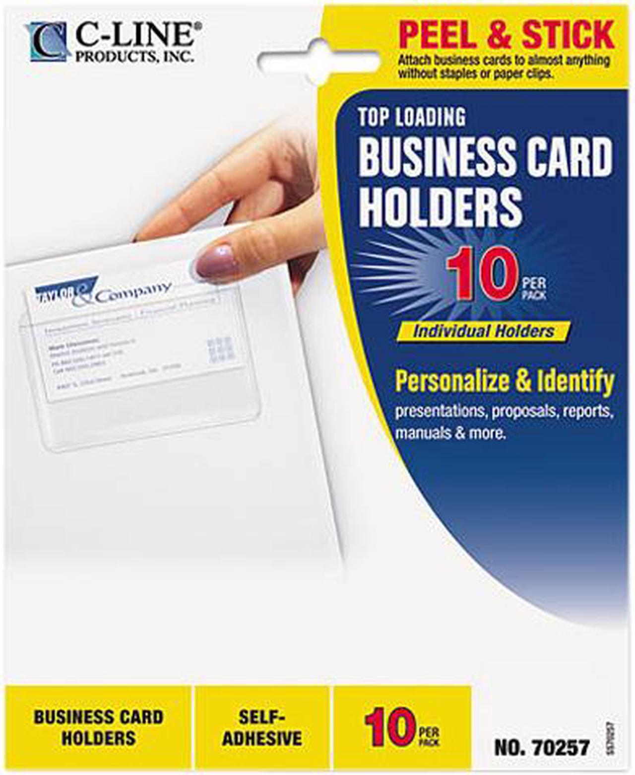 Main image of C-line 70257 Self-Adhesive Business Card Holders, Top Load, 3-1/2 x 2, Clear, 10/Pack