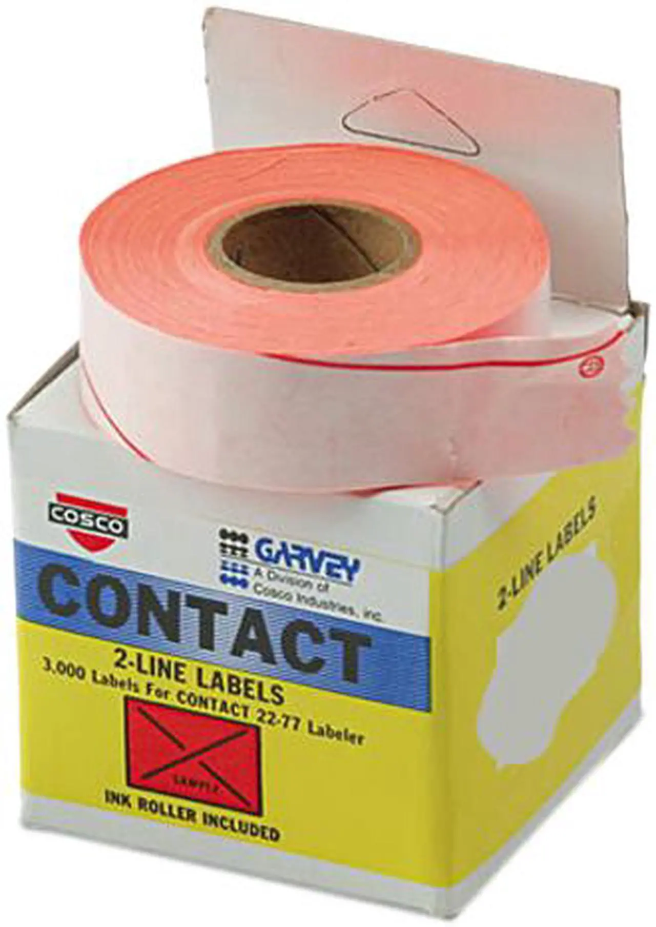 Main image of Garvey 090951 Two-Line Pricemarker Labels, 5/8 x 13/16, Fluor. Red, 1000/Roll, 3 Rolls/Box