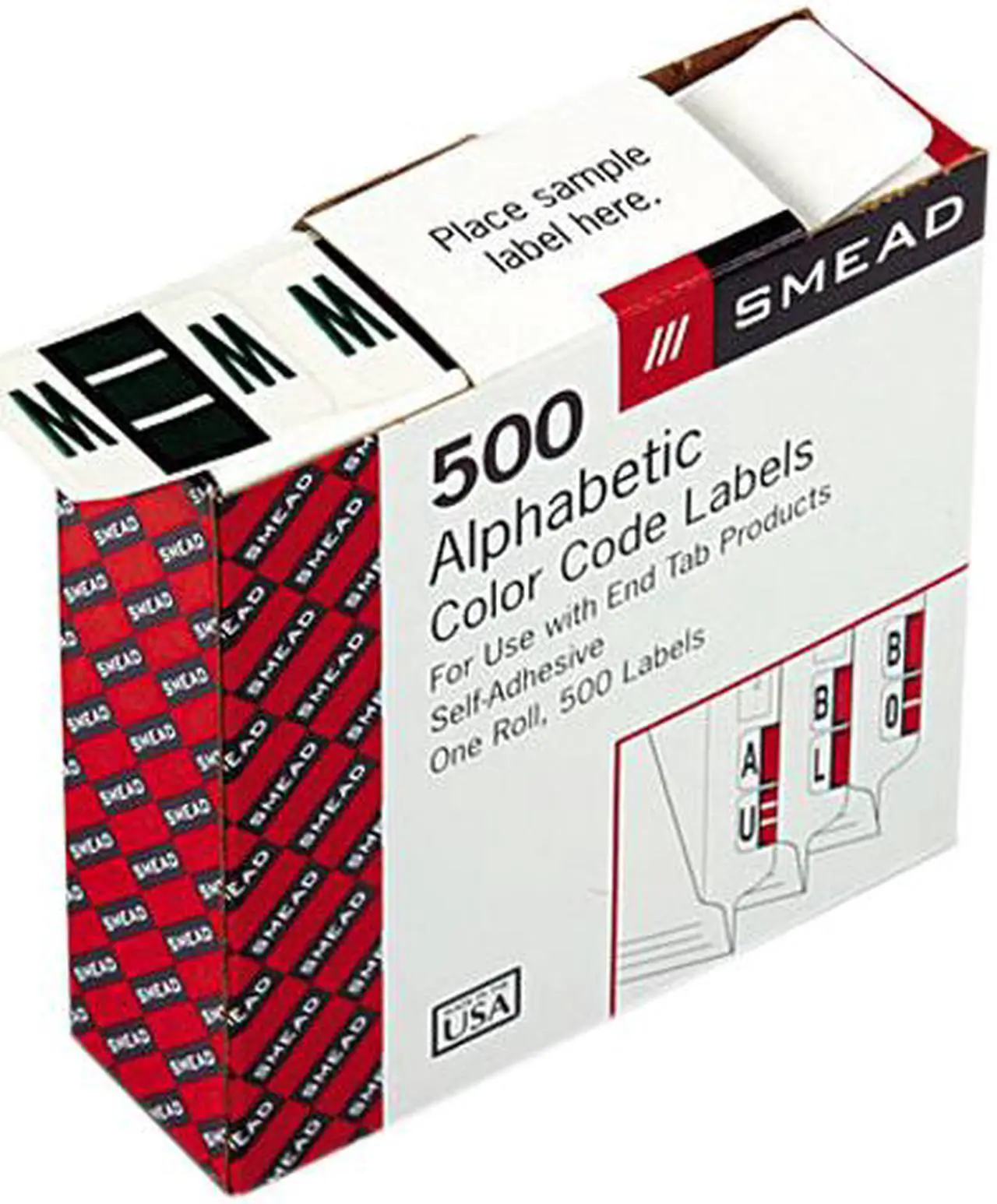 Main image of Smead 67093 A-Z Color-Coded Bar-Style End Tab Labels, Letter W, Dark Green, 500/Roll