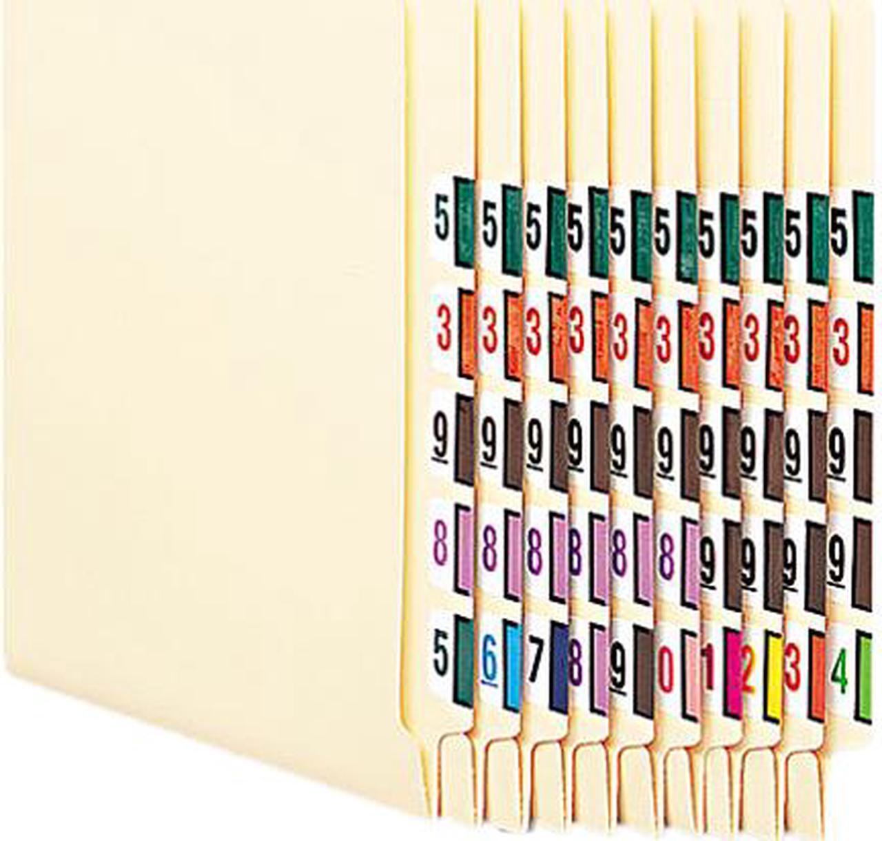 Alt view image 2 of 2 - Smead 67380 Single Digit End Tab Labels Color 0-9 Assortment, 500/Roll, 5000 Labels/Box