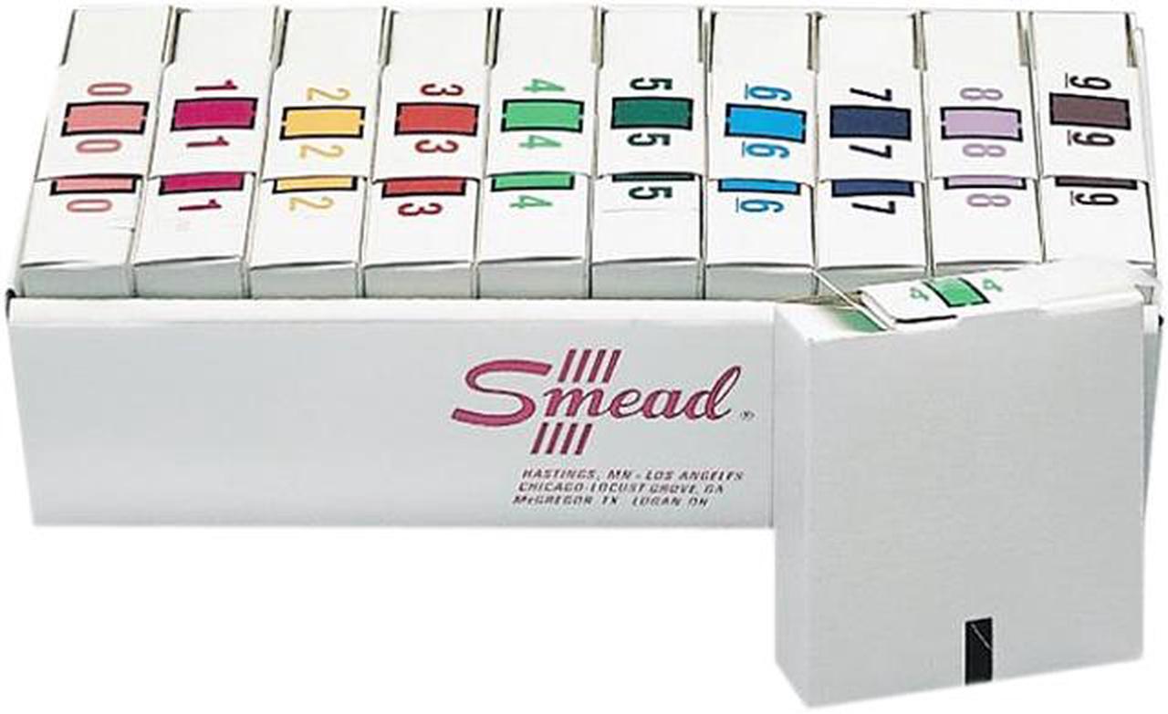 Main image of Smead 67380 Single Digit End Tab Labels Color 0-9 Assortment, 500/Roll, 5000 Labels/Box