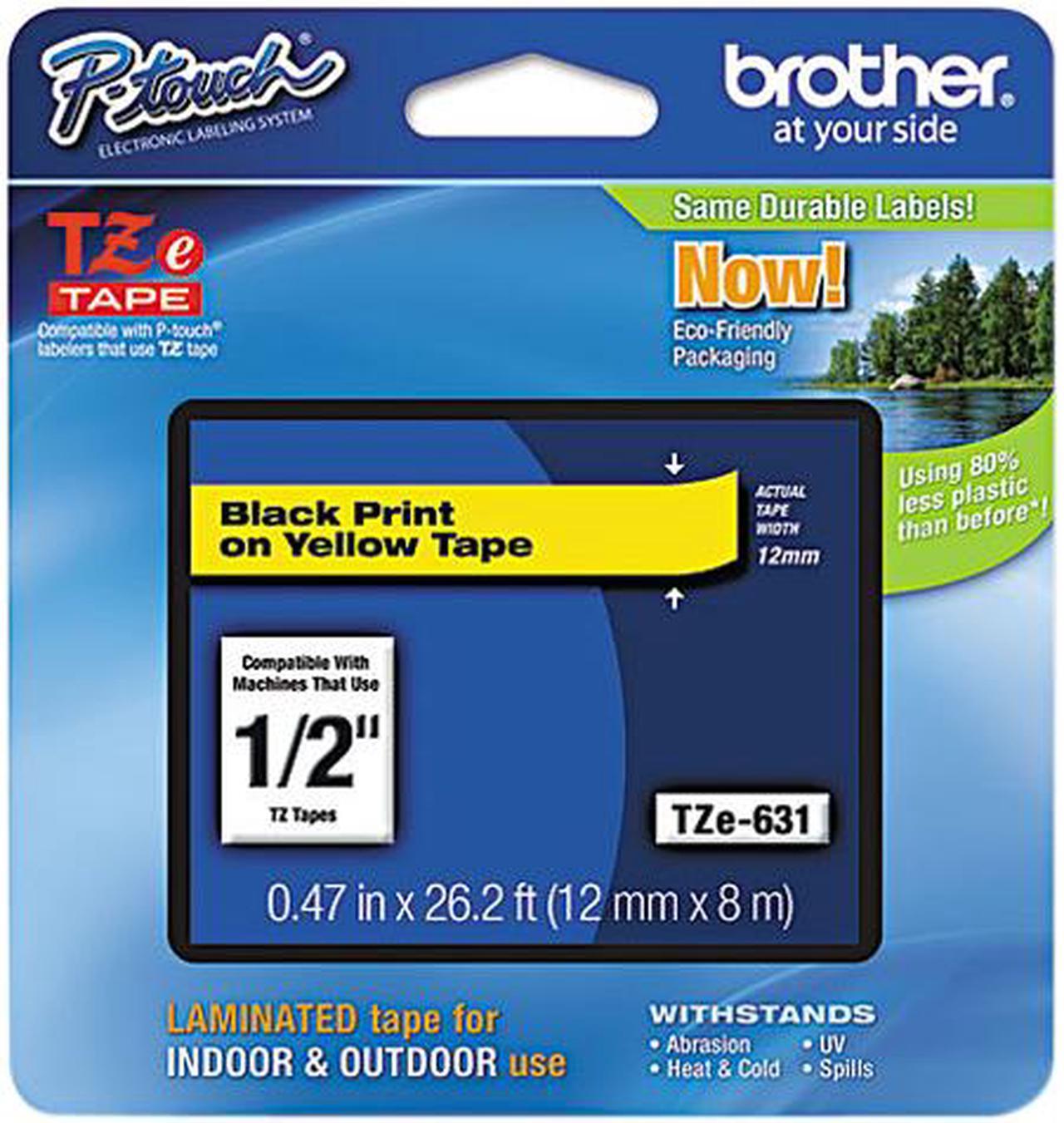 Brother P-Touch TZ Series Tape Cartridge, 0.5", Black on Yellow