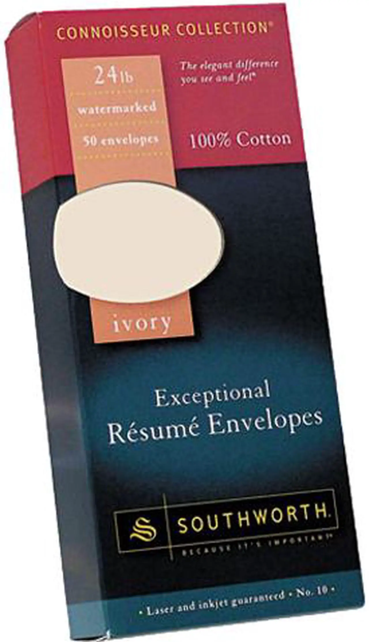 Main image of Southworth R14I10L 100% Cotton #10 Resume Envelope, Ivory, 24 lbs., Wove, 50/Box, 1 Box