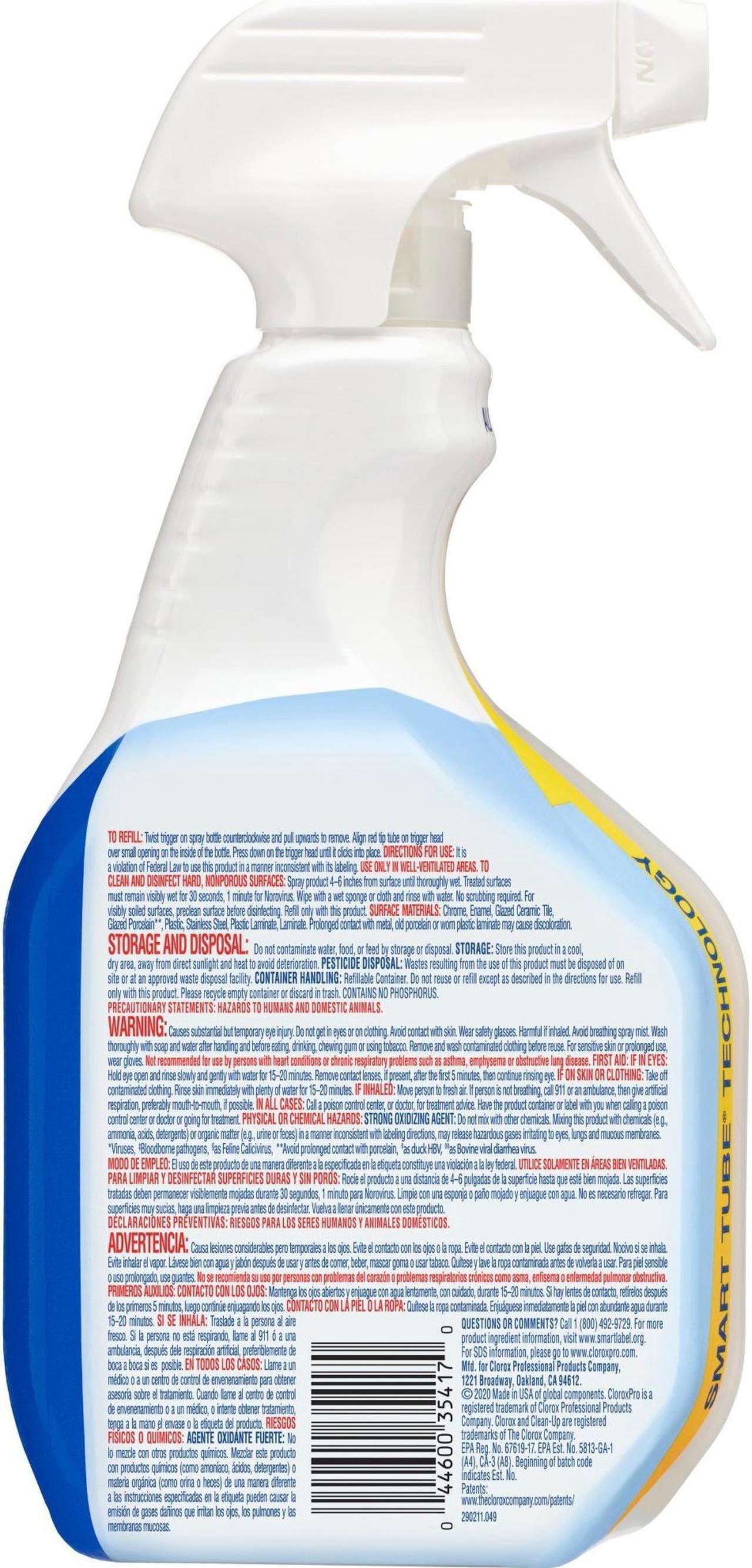 Alt view image 3 of 5 - Clorox Pro Clorox Clean-up, 32 oz Smart Tube Spray, 9/Carton CLO35417CT