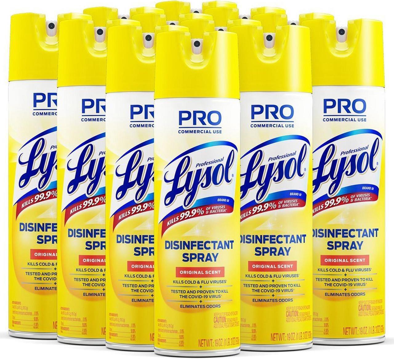 Alt view image 4 of 4 - Lysol Disinfectant Spray, Original Scent, 19 oz Aerosol Spray, 12/Carton RAC04650CT