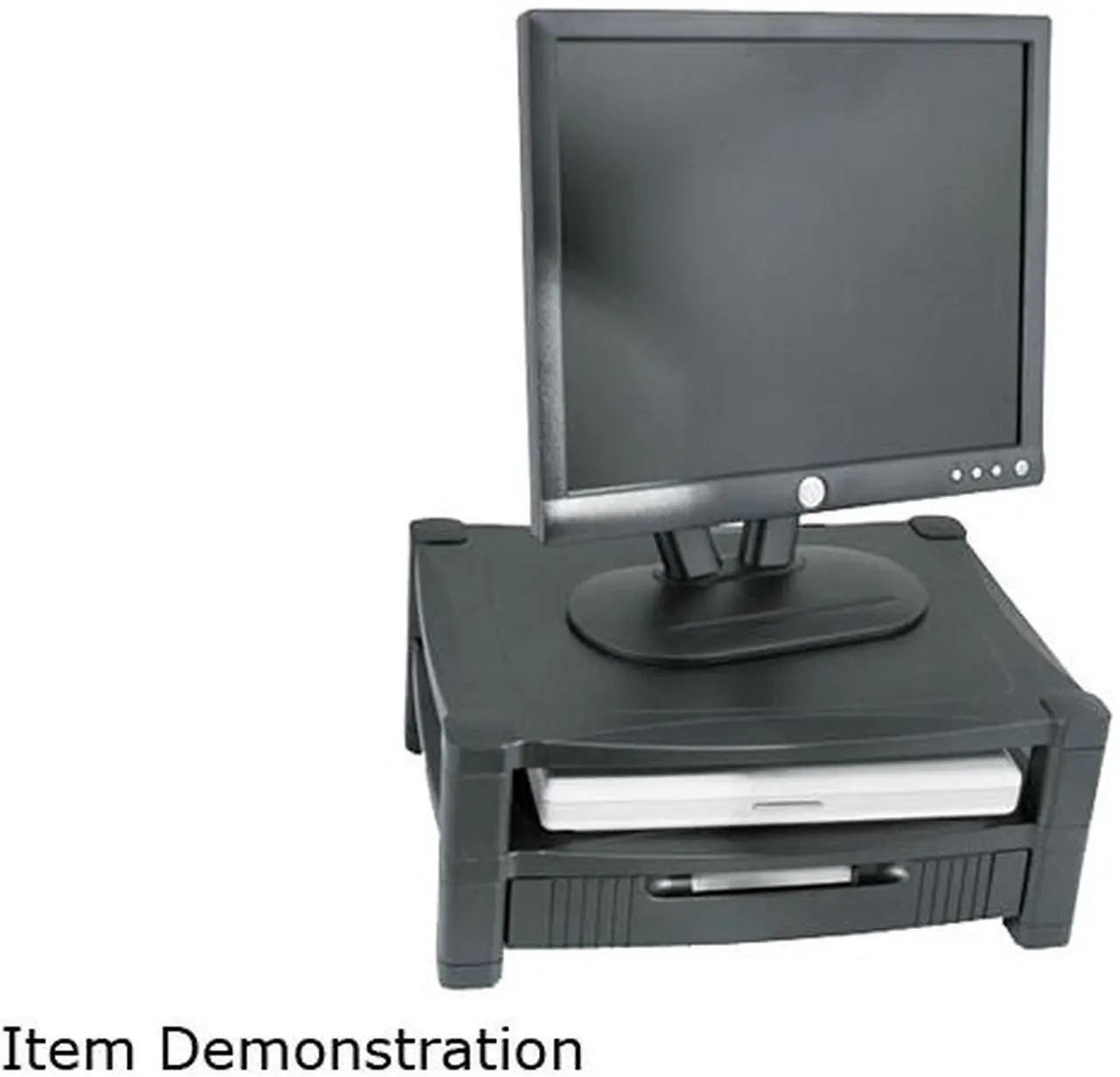 Alt view image 2 of 2 - Kantek MS480 Two Level Stand, Removable Drawer, 17 x 13 1/4 x 3-1/2 to 7, Black