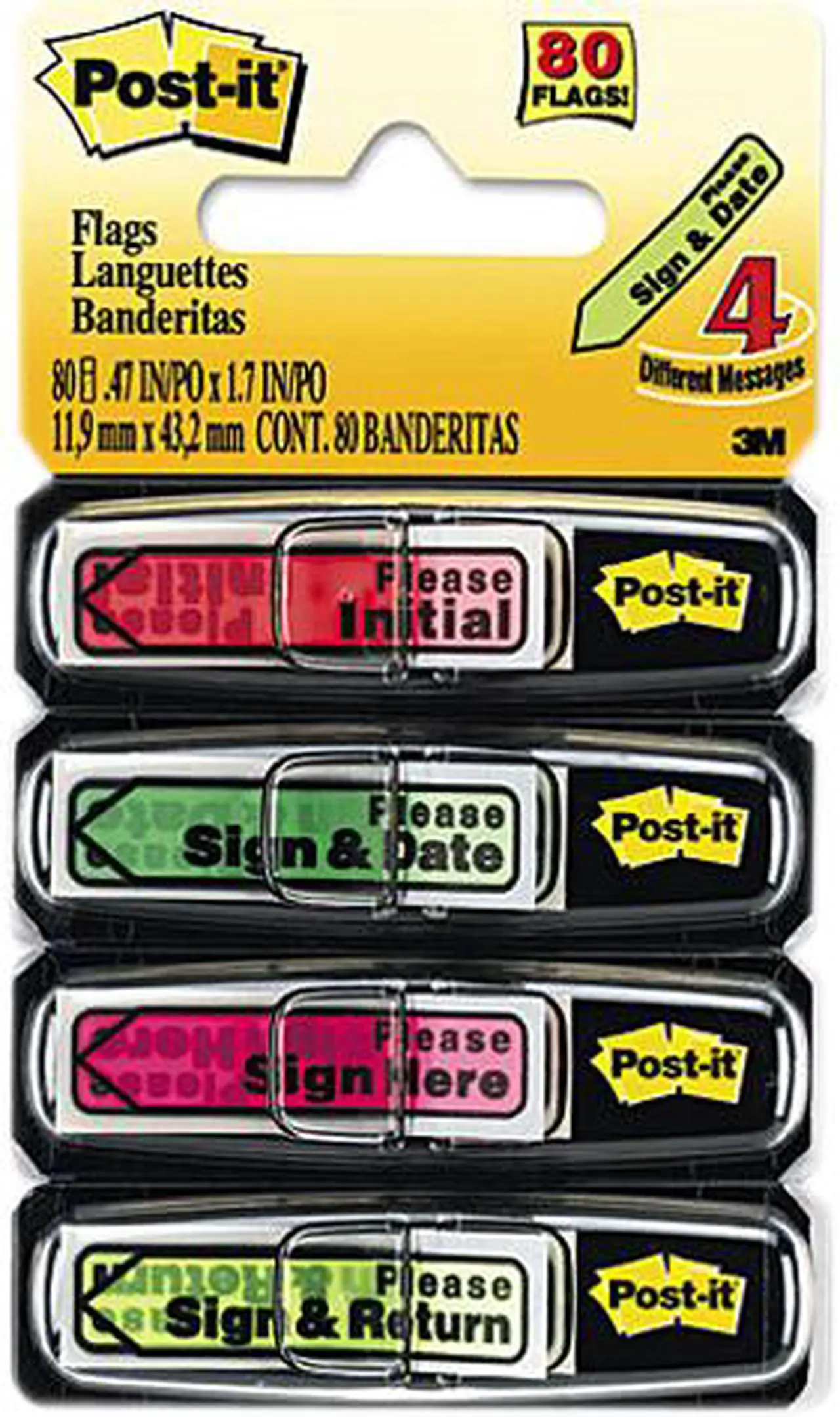 Post-it Flags 684-AST1 Signature Flags, 20 Each of Four Assorted ...