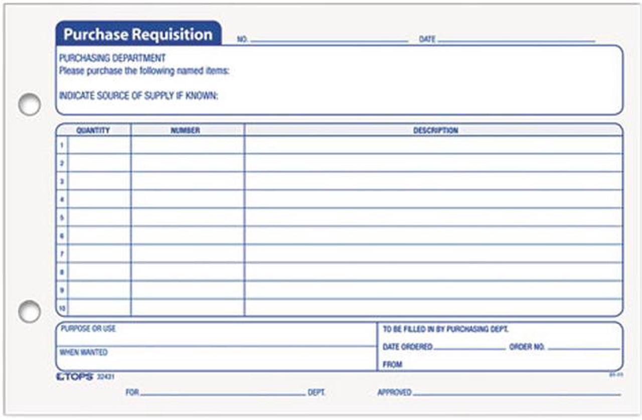 Main image of Tops 32431 Purchasing Requisition Pad, 5 1/2 x 8 1/2, 100 / pad, 2 / pack