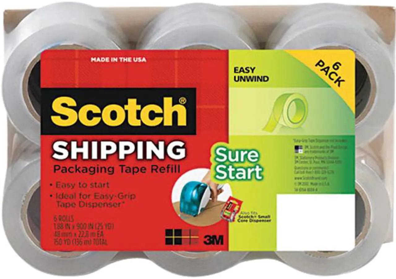 Main image of Scotch DP-1000RF6 Refill Rolls for DP-1000 Easy Grip Tape Dispenser, 1.88" x 25 yds, 6 Rolls/Pack