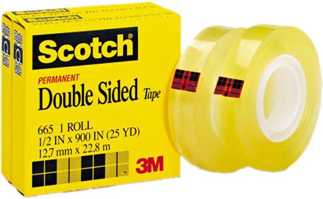 Scotch 665-2PK 665 Double-Sided Office Tape, 1/2" x 900", 1" Core, Clear, 2/Box