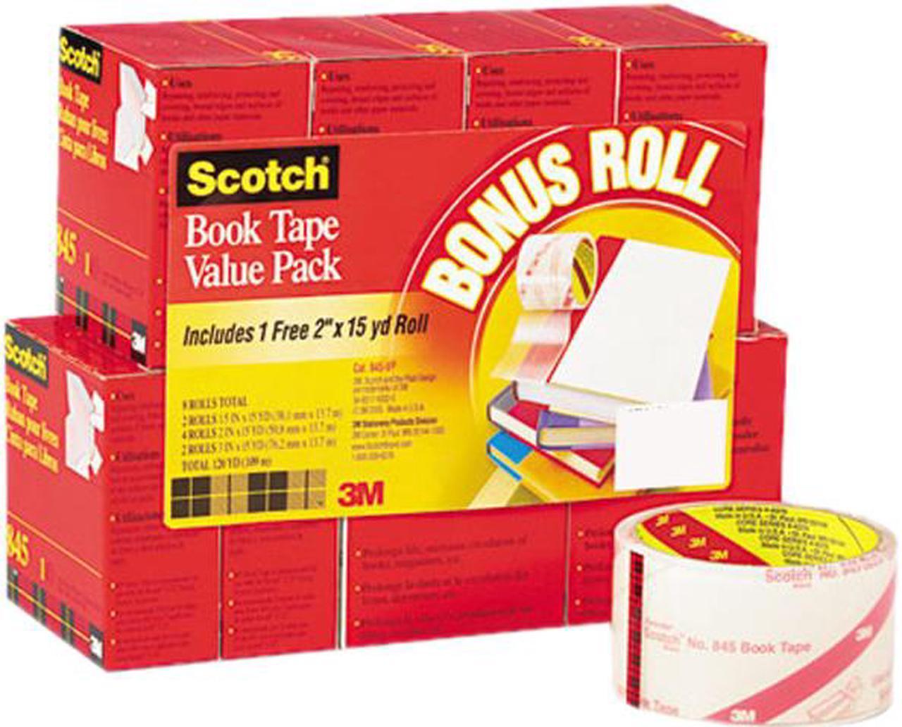 Scotch 845-VP Book Repair Tape 8-Roll Multi-Pack, 15-yard Rolls, 3" Core