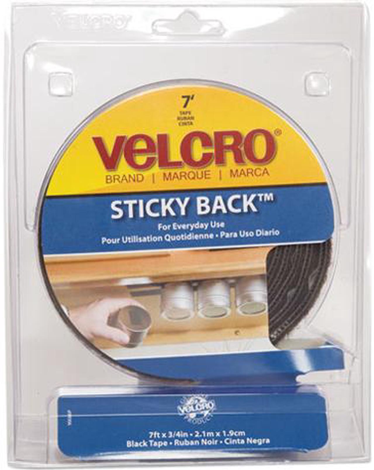 Main image of Velcro 90086 Sticky-Back Hook and Loop Fastener Tape with Dispenser, 3/4 x 5 ft. Roll, Black