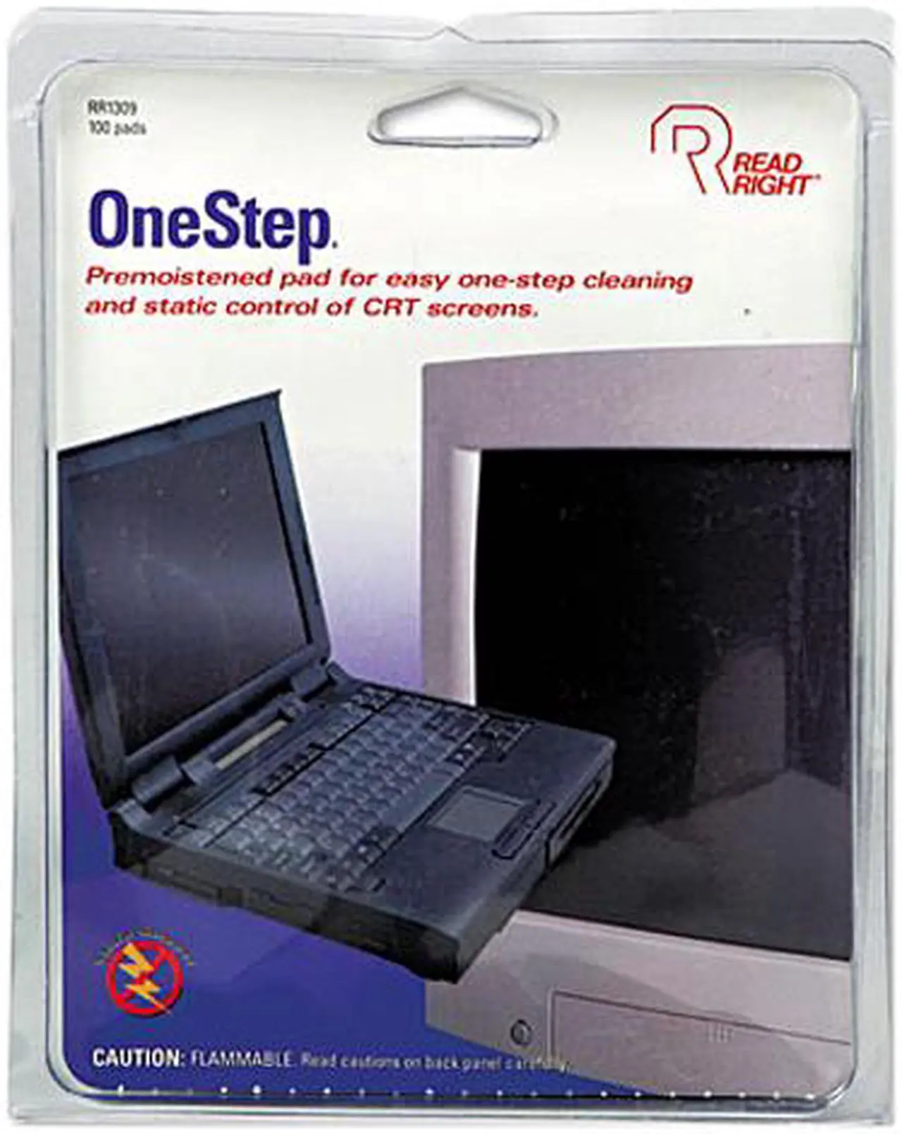 Main image of Read Right RR1309 OneStep CRT Screen Cleaning Pads, 5 x 5, Cloth, White, 100/Box